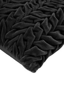 Poduszka z aksamitu z wypełnieniem Smock, Tapicerka: 100% aksamit bawełniany, Czarny, S 30 x D 50 cm