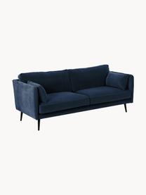 Samt-Sofa Paola (3-Sitzer) mit Holz-Füssen, Bezug: Samt (Polyester) Der stra, Gestell: Massives Fichtenholz, Spa, Samt Dunkelblau, B 209 x T 95 cm