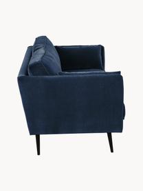 Fluwelen bank Paola (3-zits) met houten poten, Bekleding: fluweel (polyester) Met 1, Frame: massief vurenhout, spaanp, Poten: gelakt vurenhout, FSC-gec, Fluweel blauw, B 209 x D 95 cm