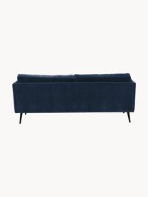 Fluwelen bank Paola (3-zits) met houten poten, Bekleding: fluweel (polyester) Met 1, Frame: massief vurenhout, spaanp, Poten: gelakt vurenhout, FSC-gec, Fluweel blauw, B 209 x D 95 cm