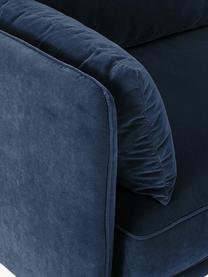 Canapé 3 places en velours avec pieds en bois Paola, Velours bleu, larg. 209 x prof. 95 cm