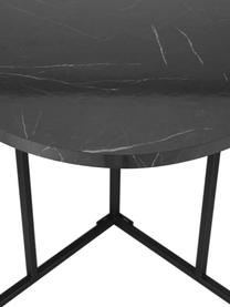 Ovaler Esstisch Luca aus Mangoholz, 240 x 100 cm, Tischplatte: Mitteldichte Holzfaserpla, Gestell: Metall, pulverbeschichtet, Marmor-Optik, Schwarz, B 240 x T 100 cm