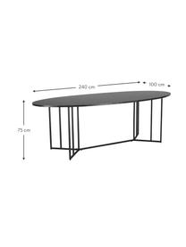 Table ovale bois de manguier Luca, 240 x 100 cm, Noir, larg. 240 x prof. 100 cm