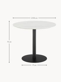 Mesa de comedor redonda Karla, tablero en aspecto mármol, Ø 90 cm, Tablero: fibras de densidad media , Estructura: metal con pintura en polv, Mármol blanco, negro, Ø 90 x Al 75 cm