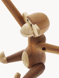 Figura decorativa de madera de teca artesanal Monkey, 10 cm, Madera de teca, madera de limba, barnizadas, certificado FSC, Marrón, An 10 x Al 10 cm
