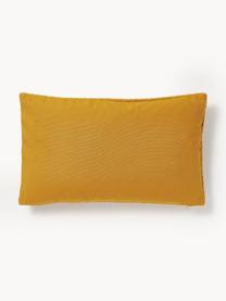 Housse de coussin hivernale avec slogan Janara, 100 % coton, Jaune moutarde, blanc, larg. 30 x long. 50 cm
