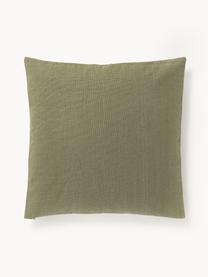 Housse de coussin 45x45 d'extérieur Aryna, 100 % lin, certifié European Flax, Vert olive, beige clair, larg. 45 x long. 45 cm