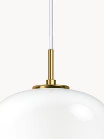 Lámpara de techo soplada artesanalmente VL45 Radiohus, tamaños diferentes, Pantalla: vidrio opalino soplado ar, Cable: cubierto en tela, Blanco, latón, Ø 37 x Al 45 cm