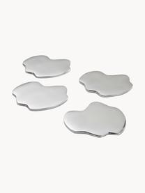 Set 4 sottobicchieri argentati dalla forma organica Micah, Alluminio rivestito, Argentato, Ø 10 cm