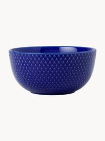 Cuencos de porcelana con relieves Rhombe, 4 uds., Porcelana, Azul oscuro, Ø 13 x Al 7 cm