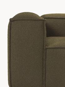 Sillón en tejido bouclé Lennon, Tapizado: tejido bouclé (100% polié, Estructura: madera contrachapada de p, Patas: plástico Este producto es, Bouclé verde oliva, An 130 x F 101 cm