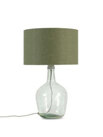 Tischlampe Murano aus recycletem Glas, Lampenschirm: Leinenstoff, Grün, Transparent, Grau, Ø 32 cm x H 34 cm