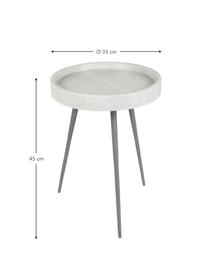 Ronde marmeren bijzettafel Karrara, Tafelblad: marmer, Poten: gepoedercoat metaal, Wit, grijs, Ø 33 x H 45 cm