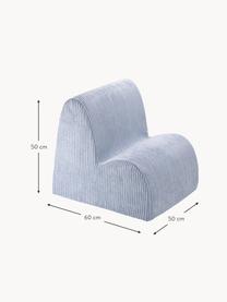 Fauteuil pour enfant en velours côtelé Cloud, Velours côtelé gris-bleu, larg. 50 x haut. 50 cm