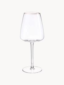 Kieliszek do wina ze szkła dmuchanego Ellery, 4 szt., Szkło, Transparentny z krawędzią w odcieniu złota, Ø 9 x W 21 cm, 400 ml