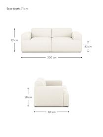 Sofa Melva (2-Sitzer) in Beige, Bezug: Polyester Der hochwertige, Gestell: Massives Kiefernholz, Spa, Füße: Kiefernholz Die Füße befi, Webstoff Beige, B 200 x T 101 cm