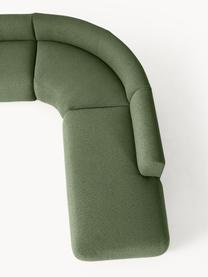 Canapé d'angle modulable 4 places en tissu bouclé Sofia, Bouclé vert foncé, larg. 385 x prof. 298 cm