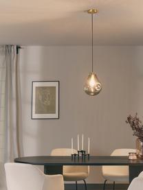 Lámpara de techo pequeña de vidrio Kedu, Pantalla: vidrio, Anclaje: metal galvanizado, Cable: cubierto en tela, Gris, Ø 23 x Al 29 cm