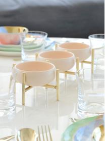 Set de cuencos Paradise, 3 uds., Estructura: metal recubierto, Cuencos: porcelana, Dorado, beige claro, An 36 x Al 8 cm