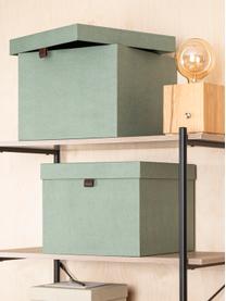 Cajas Tristan, 2 pzas., Caja: cartón laminado rígido, Verde salvia, Set de diferentes tamaños