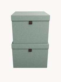 Cajas Tristan, 2 pzas., Caja: cartón laminado rígido, Verde salvia, Set de diferentes tamaños