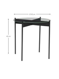 Tavolino rotondo in metallo nero con piano in vetro Beam, Struttura: metallo rivestito, Nero, trasparente, Ø 45 x Alt. 42 cm