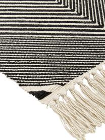 Bavlněný koberec s grafickým vzorem Beely, Černá, světle bílá