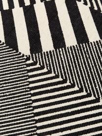 Katoenen vloerkleed Beely met grafisch patroon in zwart/wit, 100% katoen, Zwart, gebroken wit, B 60 x L 90 cm (maat XXS)