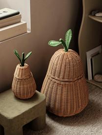 Handgefertigter Aufbewahrungskorb Pear aus Rattan, Rattan, Beige, Grün, Ø 19 x H 30 cm