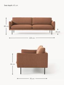 Sofa Moby (3-osobowa), Tapicerka: poliester Dzięki tkaninie, Stelaż: lite drewno sosnowe, Nogi: metal malowany proszkowo , Nugatowa tkanina, S 220 x G 95 cm