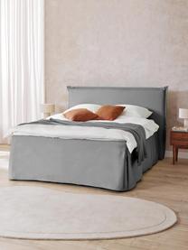 Letto boxspring premium Violet, Materasso: nucleo a 5 zone di molle , Piedini: legno massiccio di betull, Tessuto grigio scuro, Larg. 140 x lung. 200 cm, grado di durezza H2