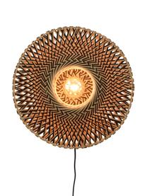 Wandlamp Bali met stekker, Lampenkap: bamboe, Beige, zwart, Ø 44 x H 44 cm