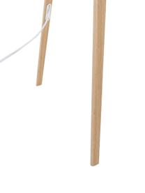 Scandi tripod vloerlamp Jake, Lampenkap: katoen, Lampvoet: metaal met houtfineer, Lichtbruin, wit, H 154 cm