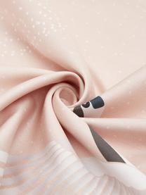 Pościel z satyny bawełnianej Yuma, Blady różowy, biały, szary, 155 x 220 cm + 1 poduszka 80 x 80 cm