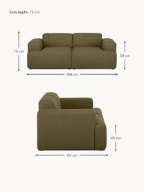 Sofa Melva (2-Sitzer), Bezug: 100% Polyester Der hochwe, Gestell: Massives Kiefernholz, Spa, Webstoff Olivgrün, B 198 x T 101 cm