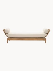 Ogrodowa sofa wypoczynkowa Catalina (3-osobowa), Tapicerka: 100% poliester, Stelaż: drewno akacjowe, Kremowobiała tkanina, drewno akacjowe, S 208 x G 70 cm