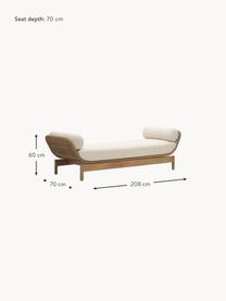 Tuin loungebank Catalina (3-zits), Bekleding: 100% polyester, Frame: acaciahout, Geweven stof crèmewit, acaciahout, B 208 x H 70 cm