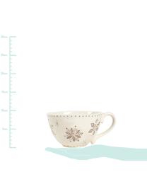 XL Kaffeetasse Neige mit Schneeflockenmotiv, Steingut, Grau, Beige, Ø 14 x H 9 cm