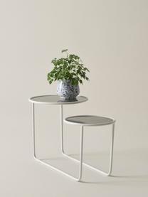 Tavolino con due piani d'appoggio Kallo, Struttura: ferro verniciato a polver, Bianco, grigio, trasparente, Larg. 81 x Alt. 50 cm