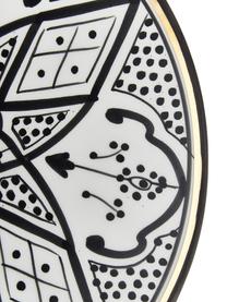Handgemaakt Marokkaans dinerbord Beldi met gouden rand, Keramiek, Zwart, crèmekleurig, goudkleurig, Ø 26 x H 2 cm