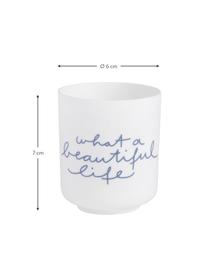 Portavelas pequeño de porcelana Poem, Porcelana, Blanco, azul, Ø 6 x Al 7 cm