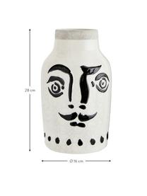 Vase Face mit Craquelé Glasur, Steingut, Weiss, Schwarz, Ø 16 x H 28 cm