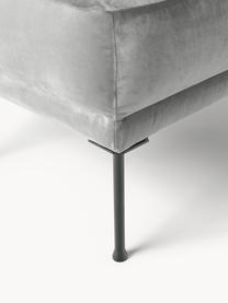 Sofa-Hocker Fluente aus Samt, Bezug: Samt (Hochwertiger Polyes, Gestell: Massives Kiefernholz, Füße: Metall, pulverbeschichtet, Samt Grau, B 62 x T 50 cm