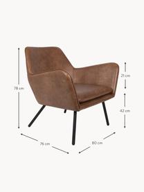 Poltrona lounge in similpelle Bon, Rivestimento: similpelle (64% poliureta, Gambe: metallo verniciato, Similpelle marrone, Larg. 80 x Alt. 76 cm