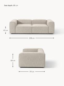 Sofa modułowa z mieszanki lnu Lennon (3-osobowa), Tapicerka: 50% wiskoza, 25% len, 15%, Nogi: tworzywo sztuczne Ten pro, Szara mieszanka lnu, S 238 x G 119 cm