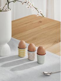 Soportes de huevo artesanales Patrizia, 3 uds., Gres, Off White, multicolor, Ø 5 x Al 5 cm