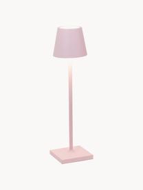 Lampada da tavolo portatile a LED con luce regolabile Poldina, Lampada: alluminio rivestito, Rosa chiaro opaco, Ø 11 x Alt. 38 cm