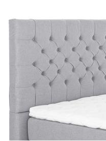 Letto boxspring premium Pheobe, Materasso: a molle insacchettate a 7, Piedini: legno di faggio massiccio, Grigio, 200 x 200