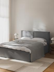 Łóżko tapicerowane Dream, Tapicerka: poliester (tkanina strukt, Korpus: lite drewno sosnowe, płyt, Ciemnoszara tkanina, S 200 x D 200 cm