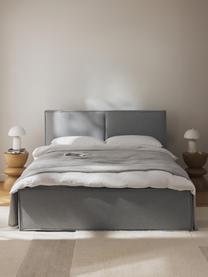 Łóżko tapicerowane Dream, Tapicerka: poliester (tkanina strukt, Korpus: lite drewno sosnowe, płyt, Ciemnoszara tkanina, S 200 x D 200 cm